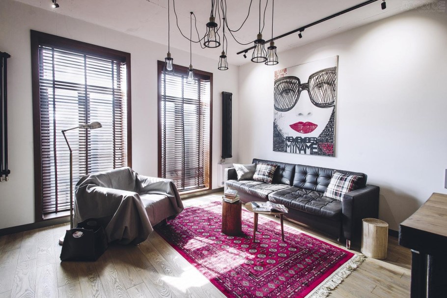 Ковер в стиле лофт в интерьере