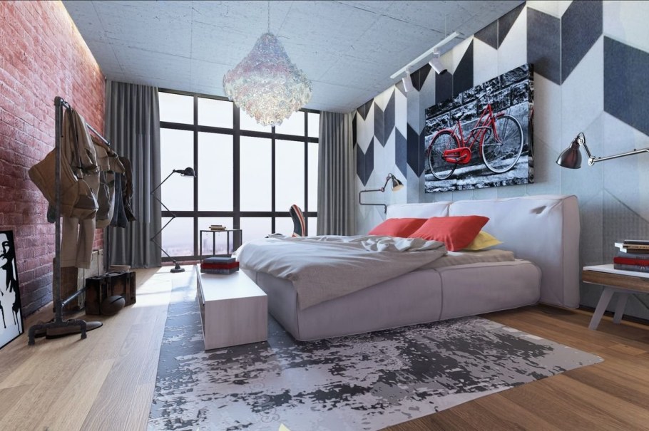 Холостяцкая спальня лофт