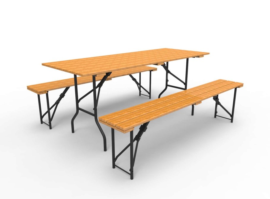 Набор складной Hunter: стол+2 скамьи белые (htb110t/htb110b)