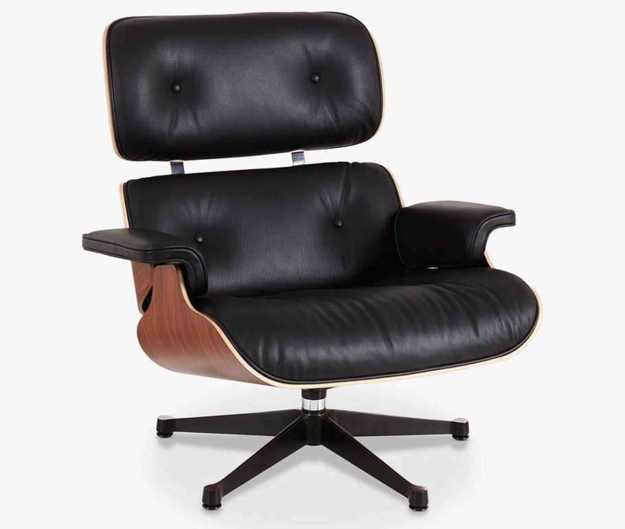 Кресло Eames Lounge Black in Black (Chair & Ottoman)