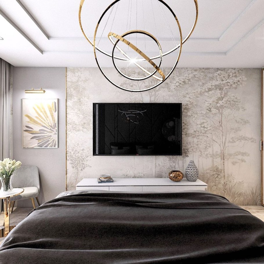 Фреска в спальне в современном стиле