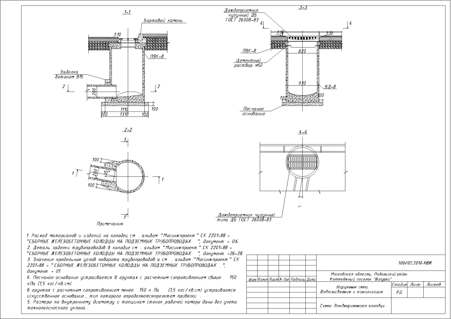 Ливневая канализация колодцы чертеж