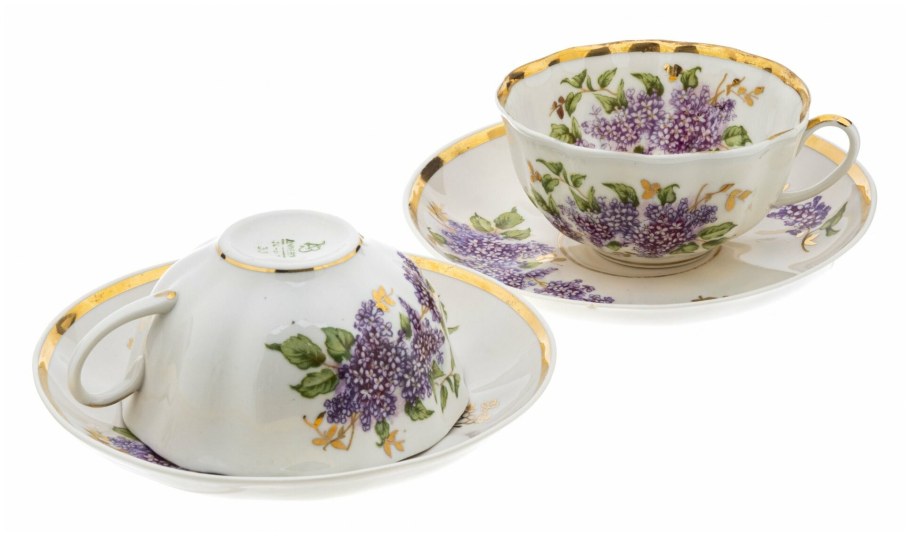 Чайный сервиз сирень Дулевского фарфорового завода