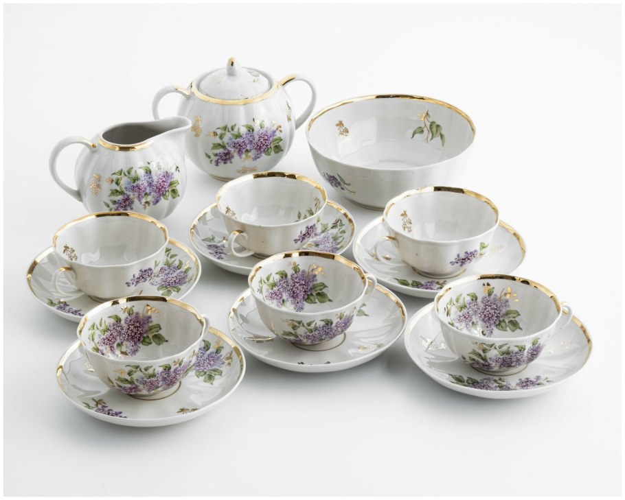 Дулевский фарфор сирень чайный сервиз