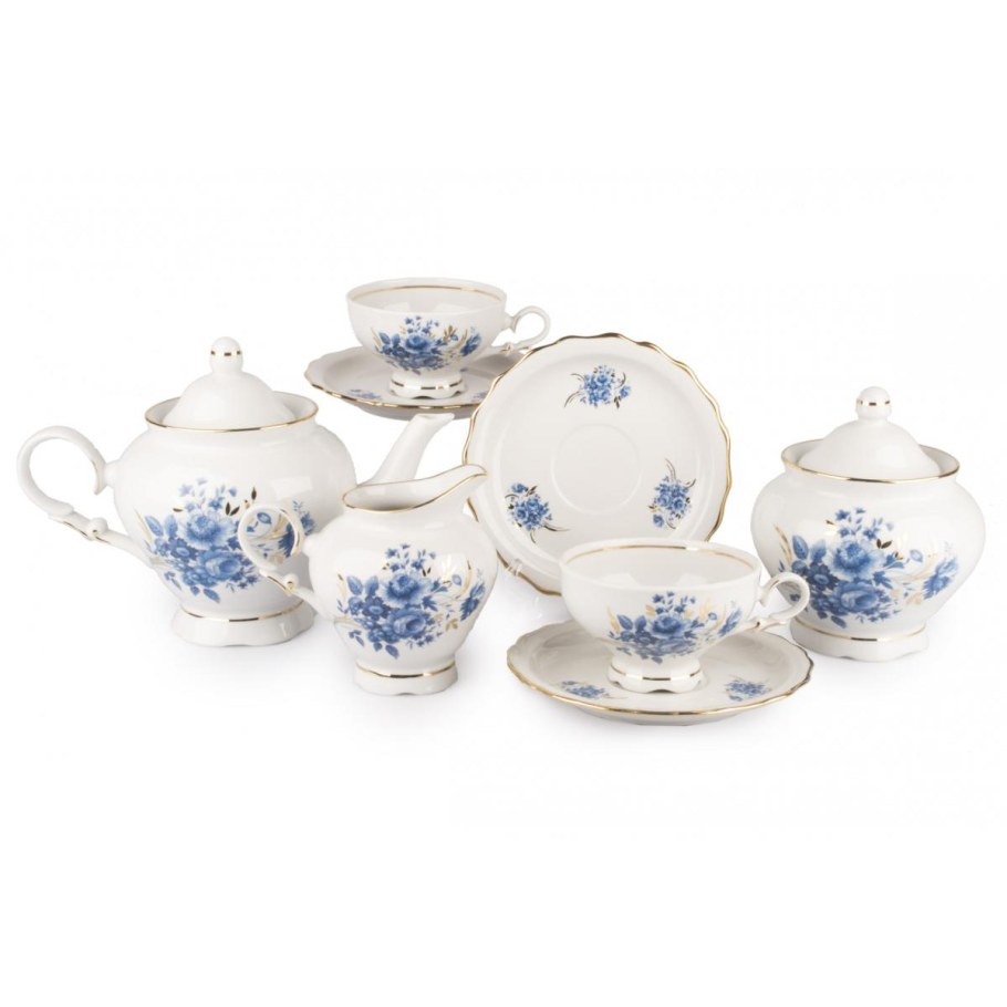 Сервиз чайный 15 предм. Агат голубой букет