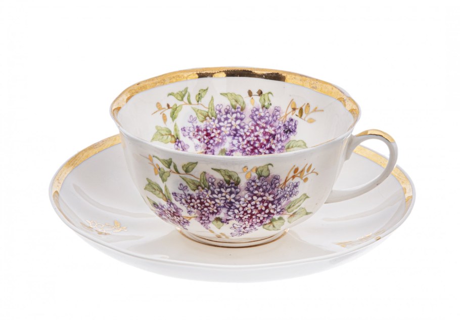 Дулевский фарфор чайная пара сирень