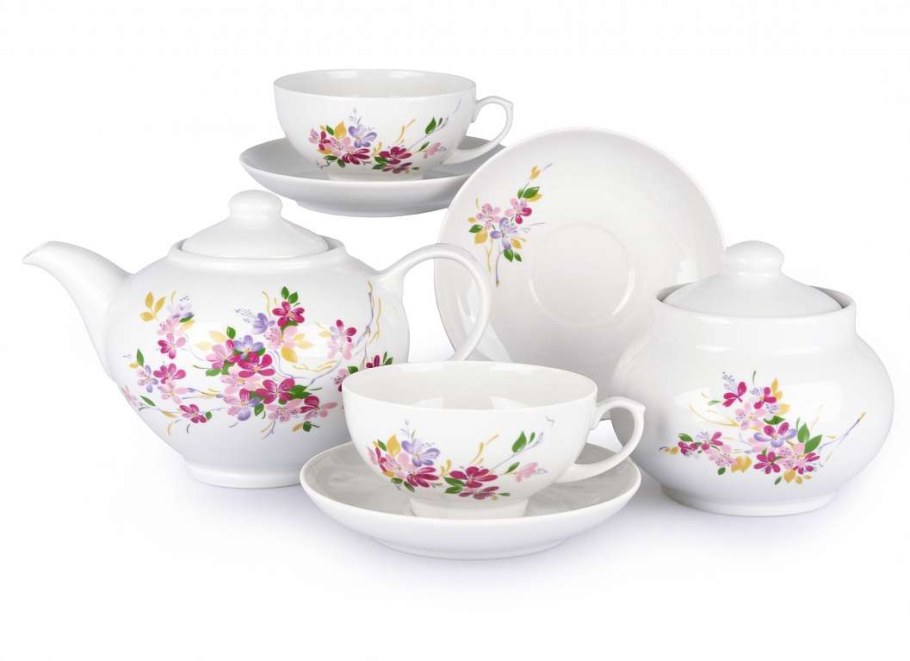 Дулёвский фарфор чайный сервиз багульник