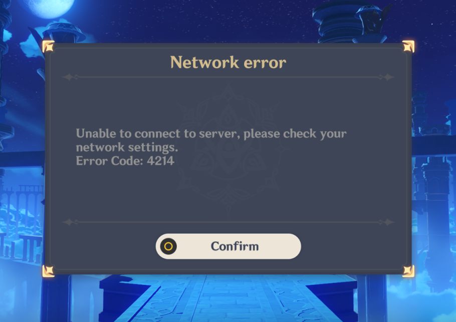 Ошибка входа в Геншин