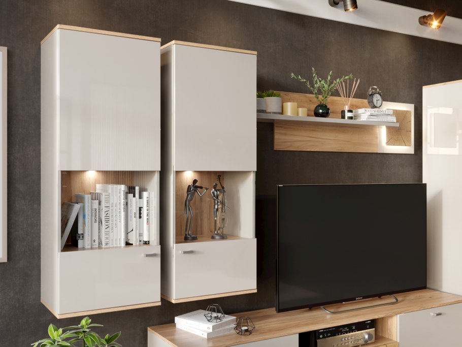 Стенка для гостиной №11 Фиджи (дуб золотой/белый)