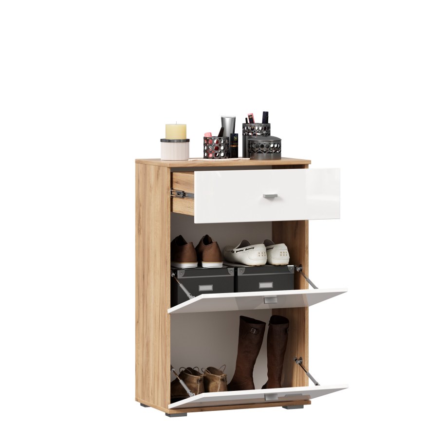 Тумба комбинированная Фиджи дуб золотой/белый