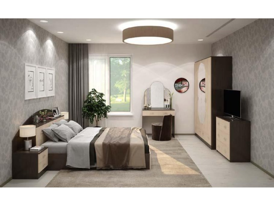 Спальный гарнитур "Александра" беленый дуб/венге