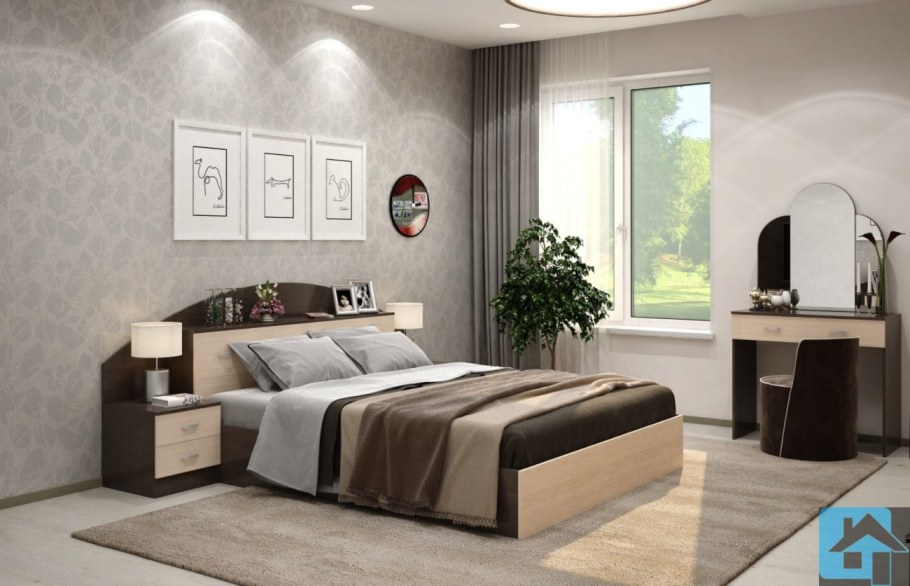 Спальный гарнитур "Александра" Комби (венге) (интерьер центр)