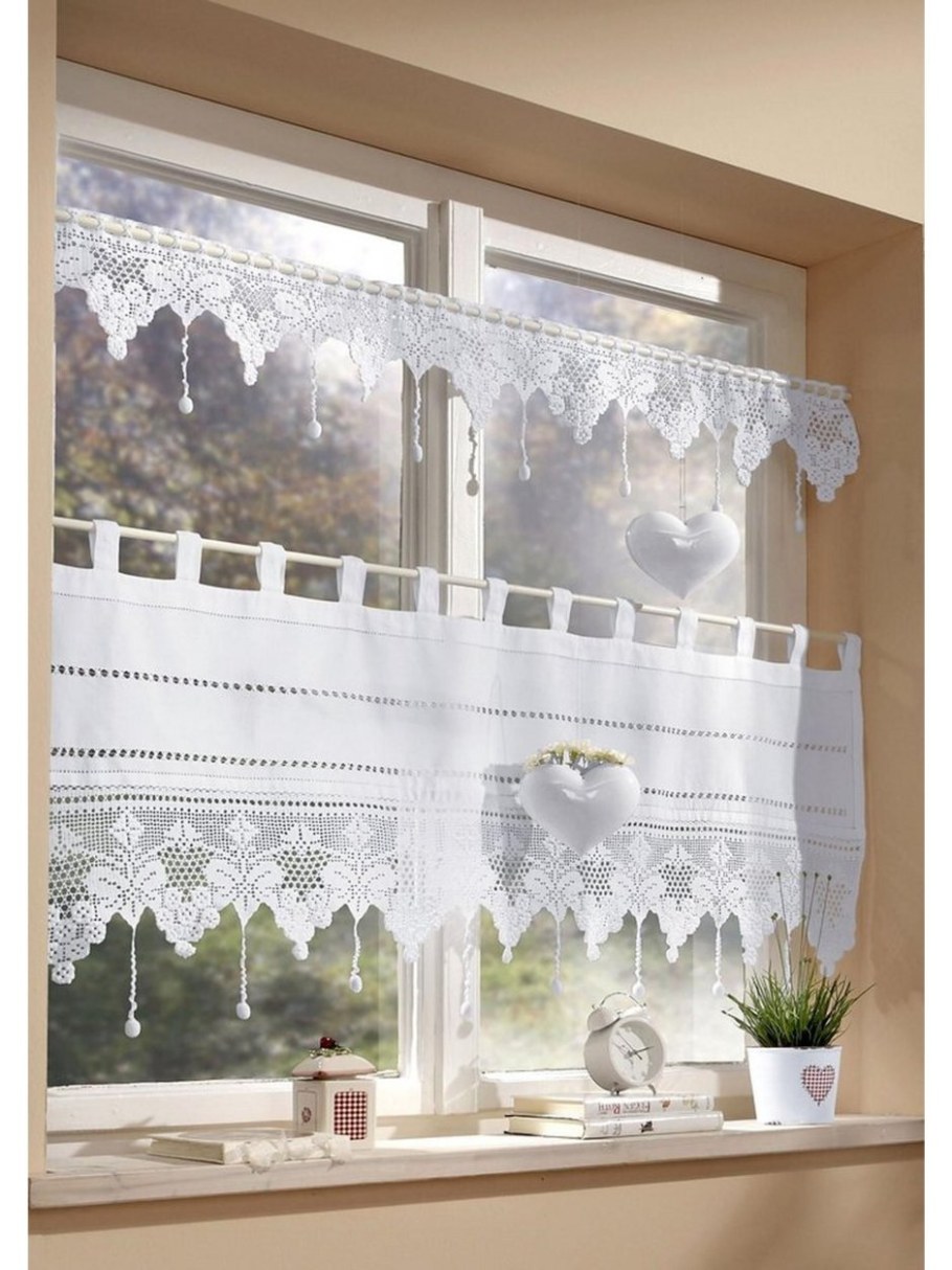 Шторы на кухню с кружевом