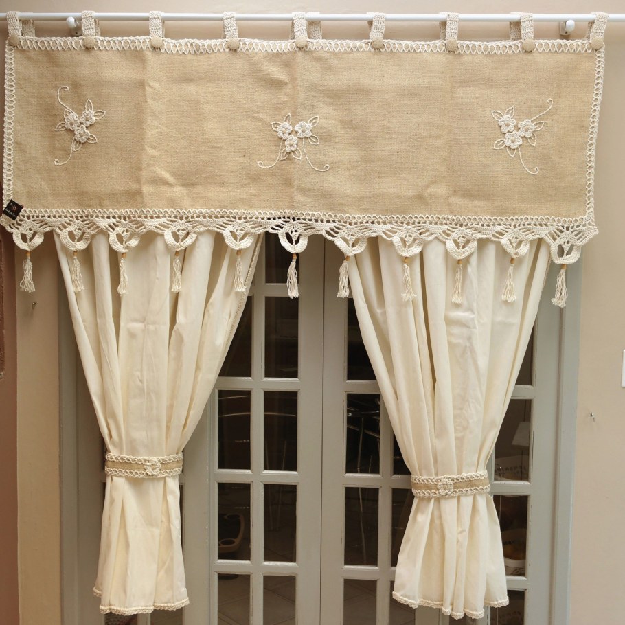 Шторы из Мешковины с кружевом