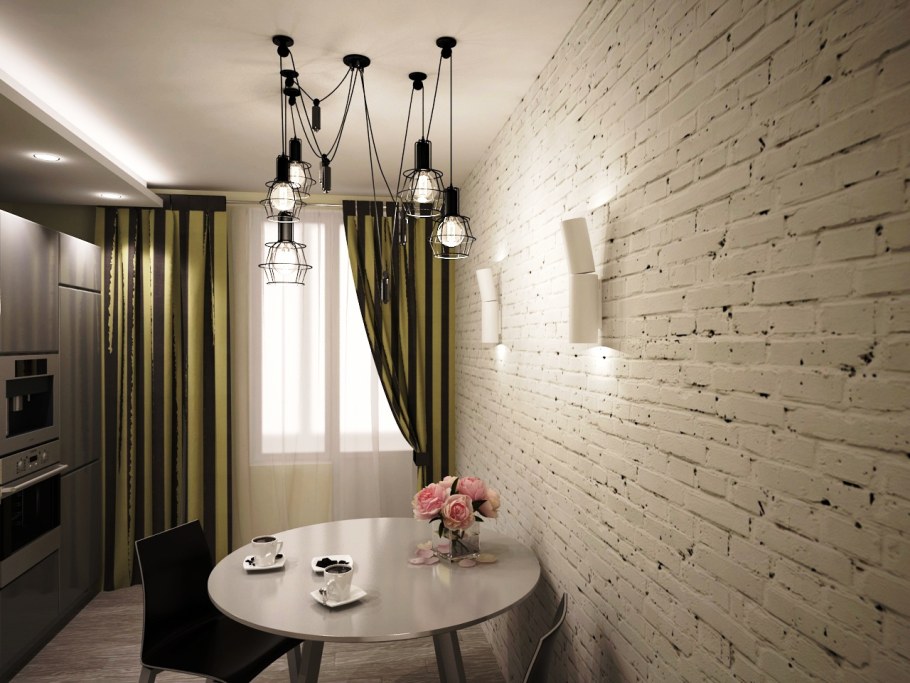 Кирпичная стена на кухне