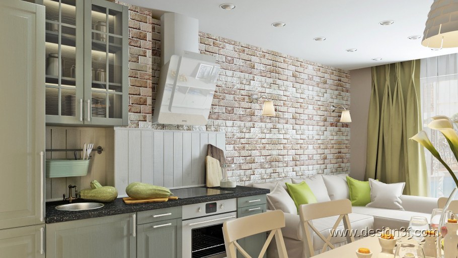 Комбинированная отделка кухни