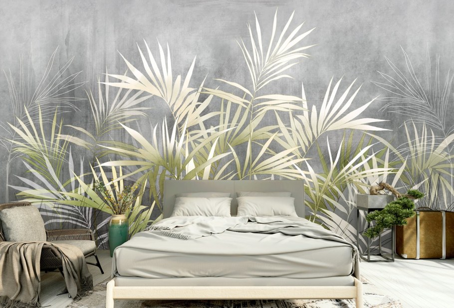 Фотообои пальмовые листья в интерьере