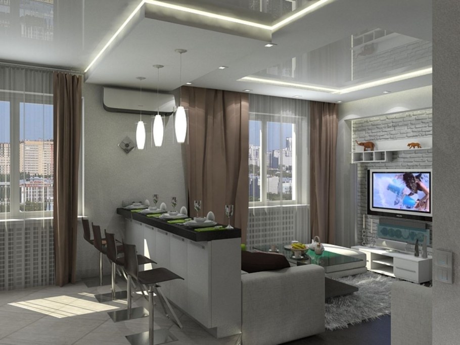 Евротрешка кухня гостиная