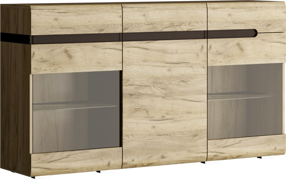 Комод-витрина ультра (дуб серый крафт/дуб Приморский)