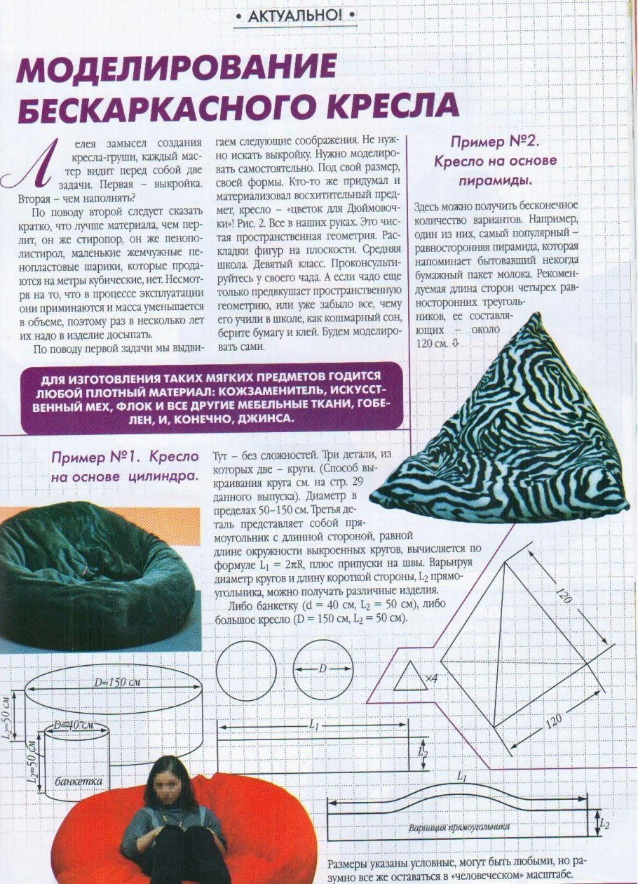 Выкройка бескаркасного кресла трон