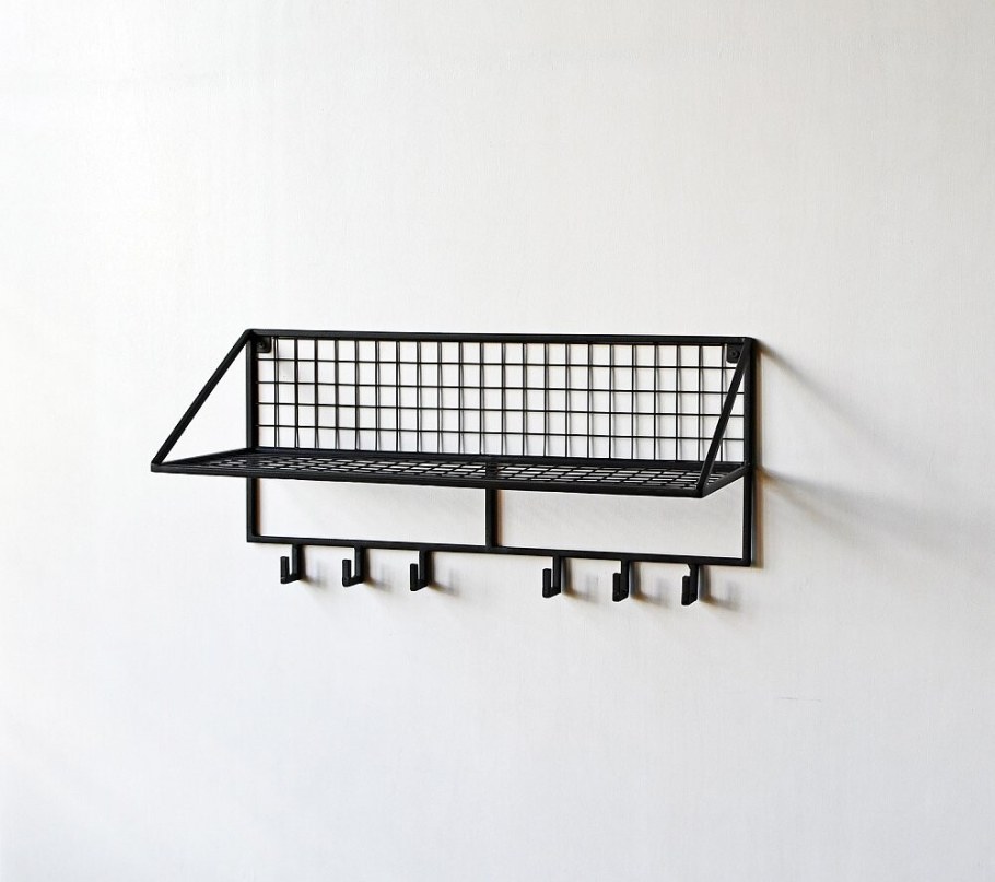 Вешалка настенная с полкой, металл 250х600