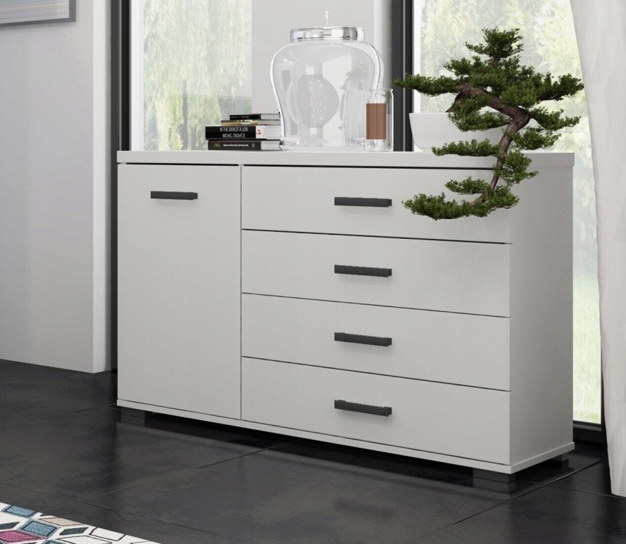 Комод 2+1d4s 200см бетон /белый глянец - мебель-4k