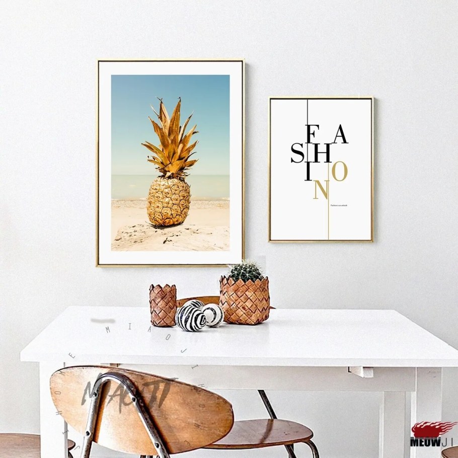 Картина ананас в интерьере кухни