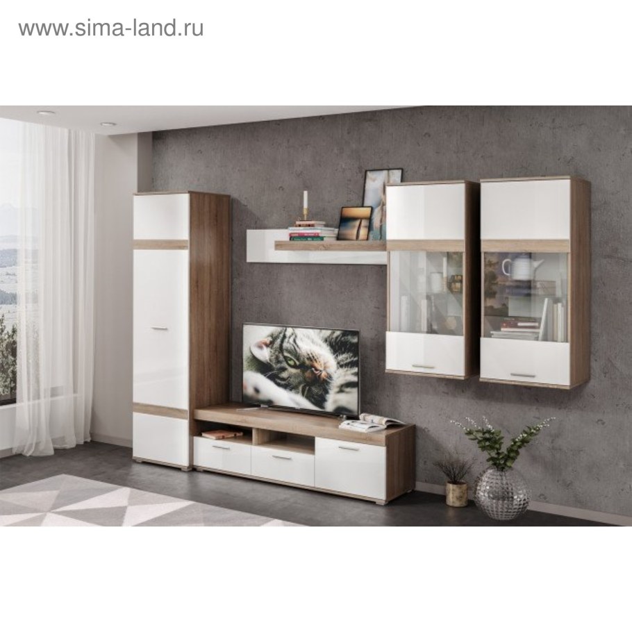 Стенка ТРИЯ Верда дуб сонома трюфель/слоновая кость