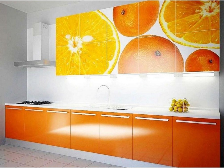 Оранжевые кухонные гарнитуры