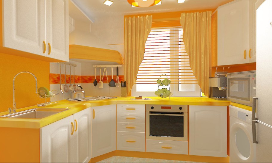 Желто оранжевая кухня