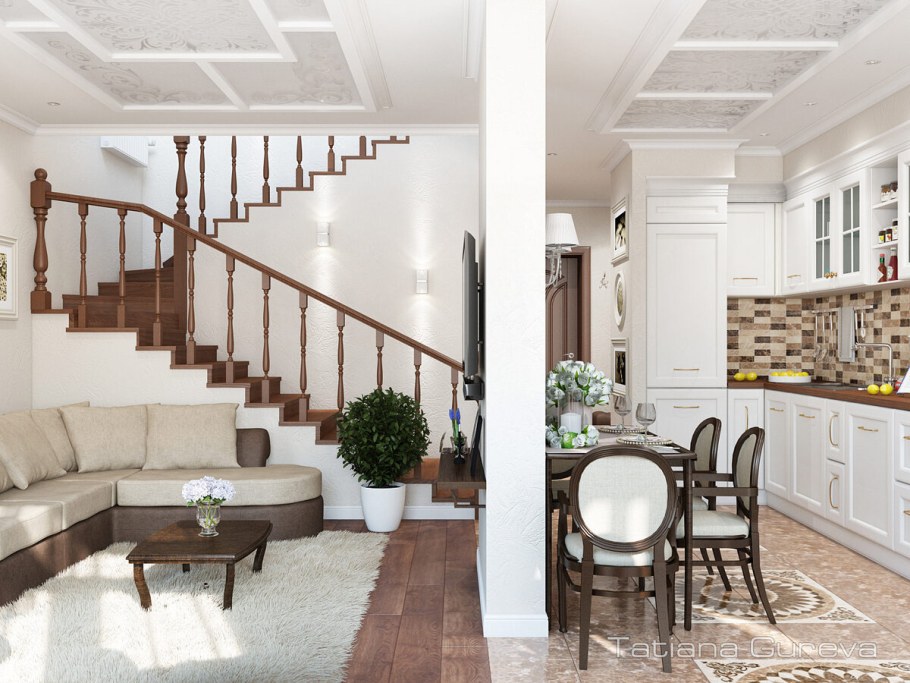 Квартира двухъярусная в классическом стиле