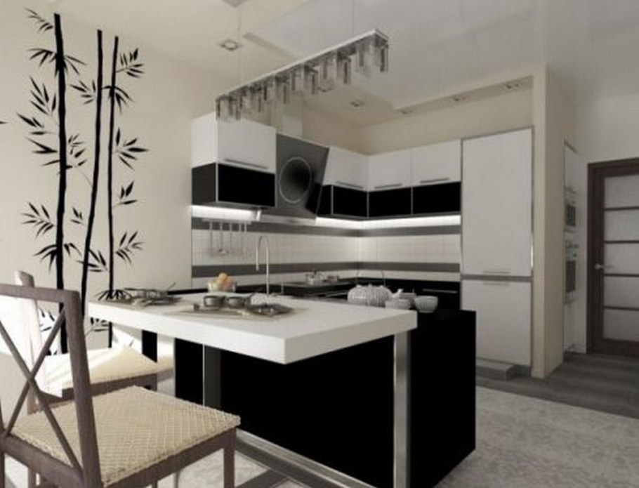 Белая кухня в японском стиле