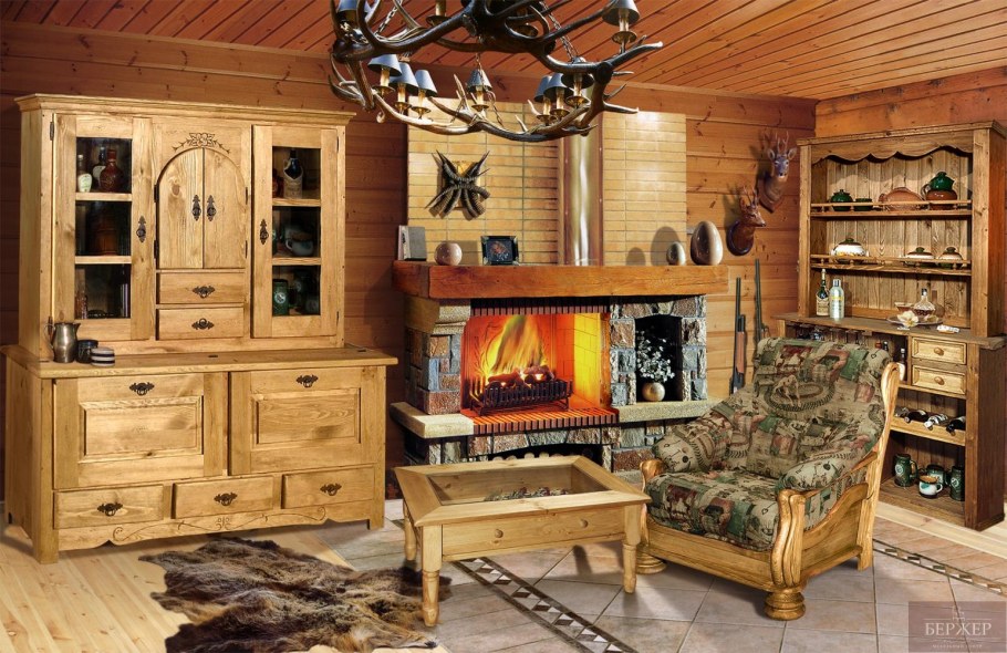 Гостиная из массива сосны