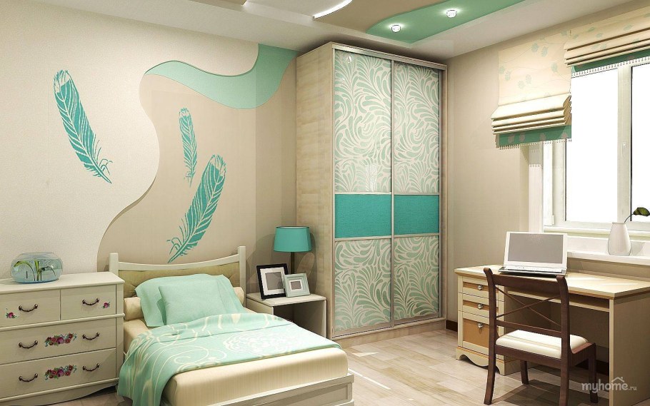Комната подростка в мятном цвете
