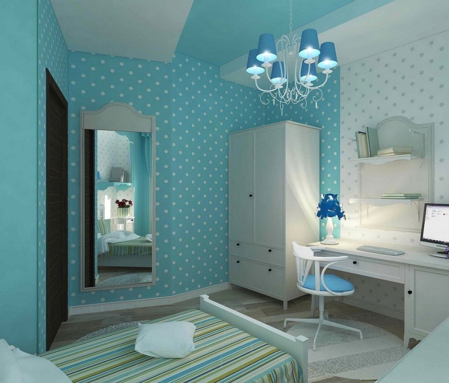 Комната для девочки в голубых тонах
