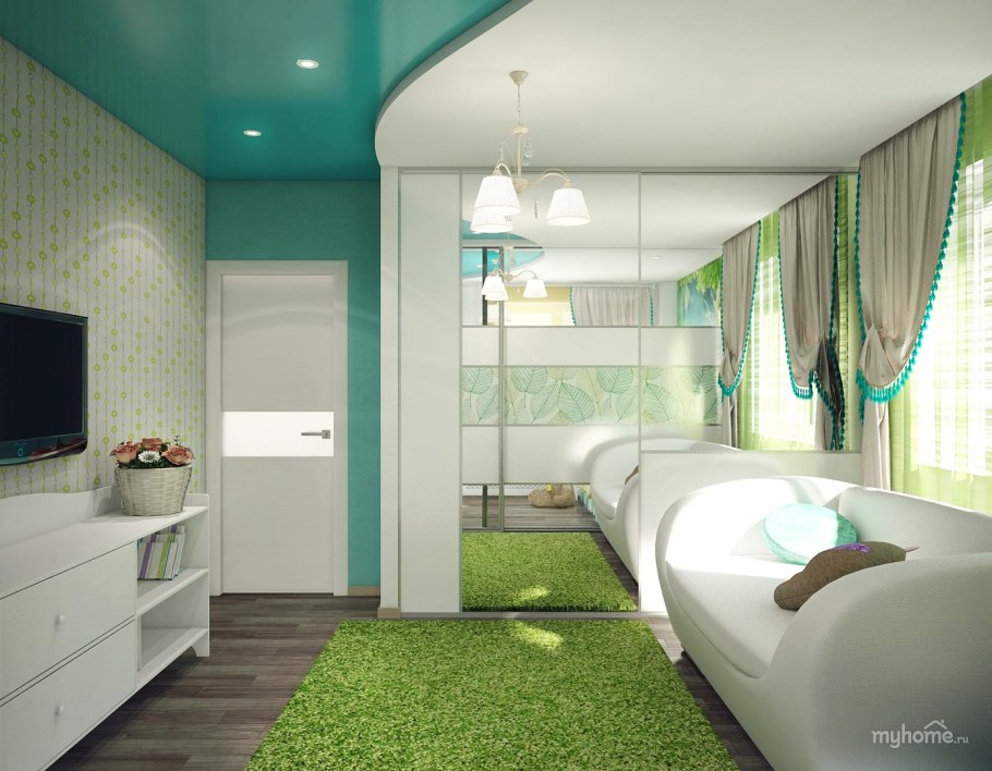 Интерьер детской в бирюзовых тонах