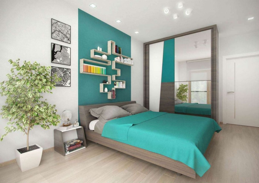 Бирюзовая мебель в спальне