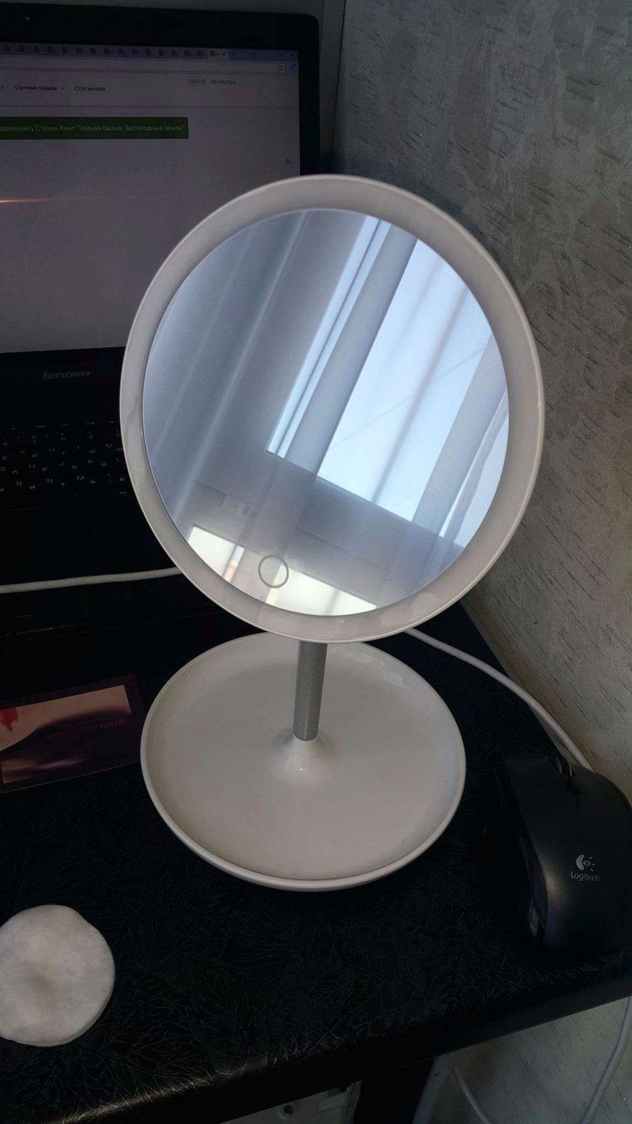 Зеркало настольное с подсветкой Uniel TLD-590 TLD-590 White led 80lm 6000k Dimmer