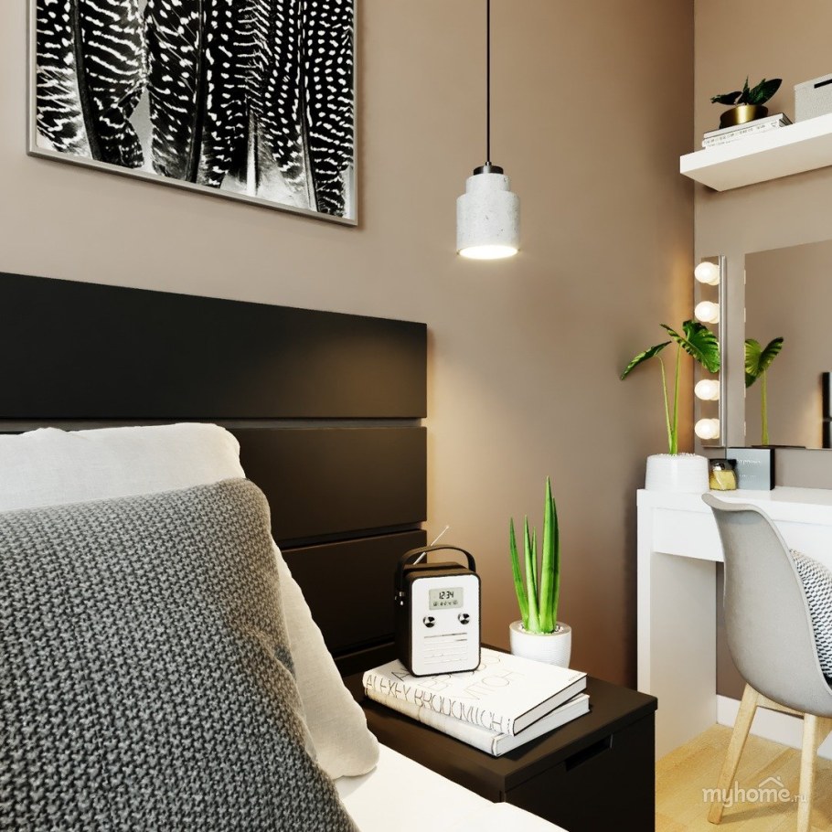 Спальня стены капучино