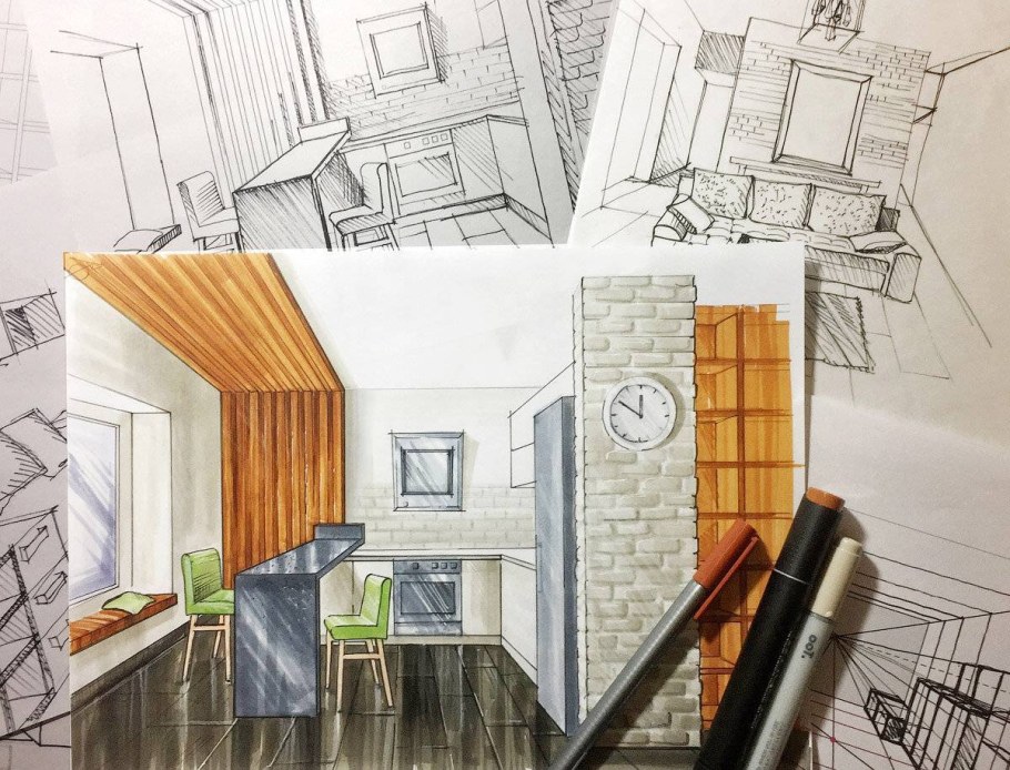 Дизайнерские Наброски интерьера