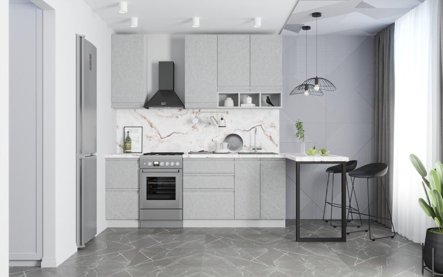 Кухня скала гранит грей