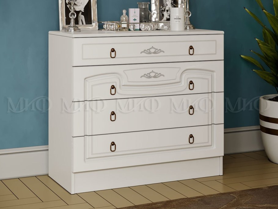 Александрина комод белый глянец белый