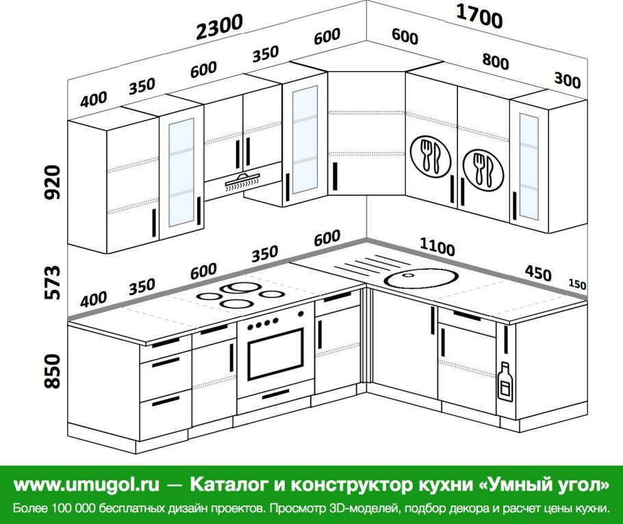 Кухня 2300 на 2300 угловая
