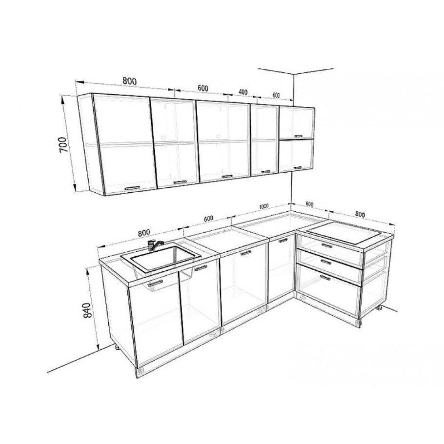 Чертёж кухни угловой 2.90