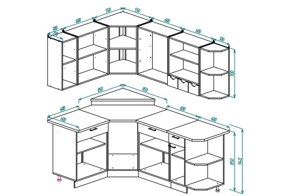 Кухня Легенда 12 угловая дуб молочный венге