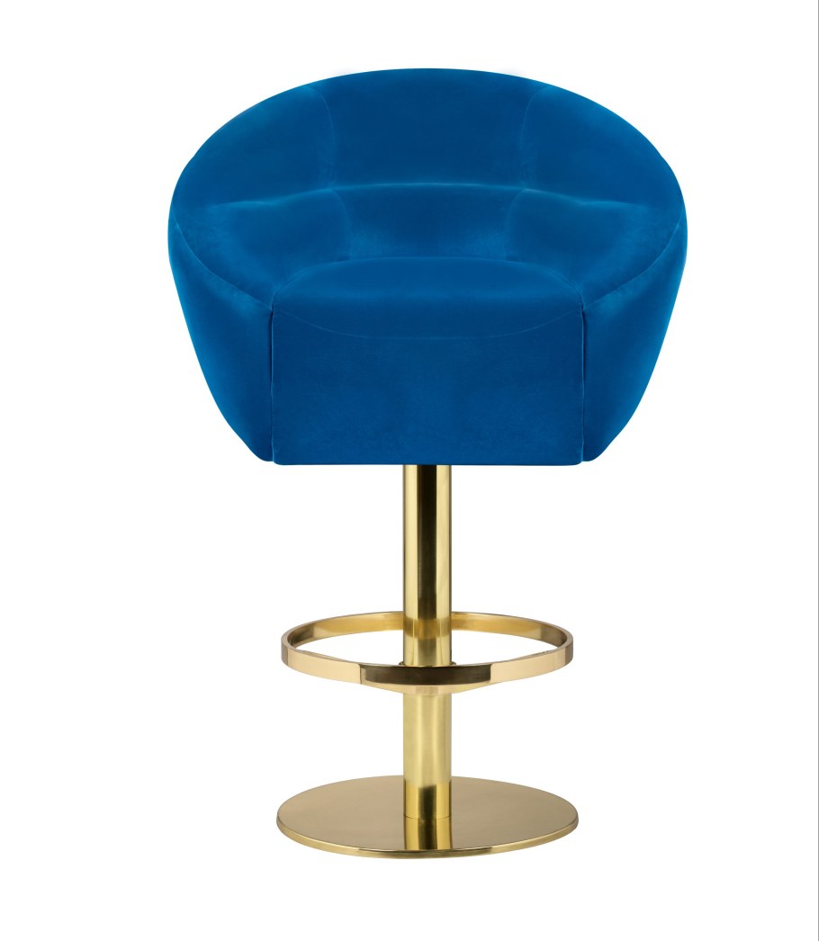 Стул крутящийся синий с золотом