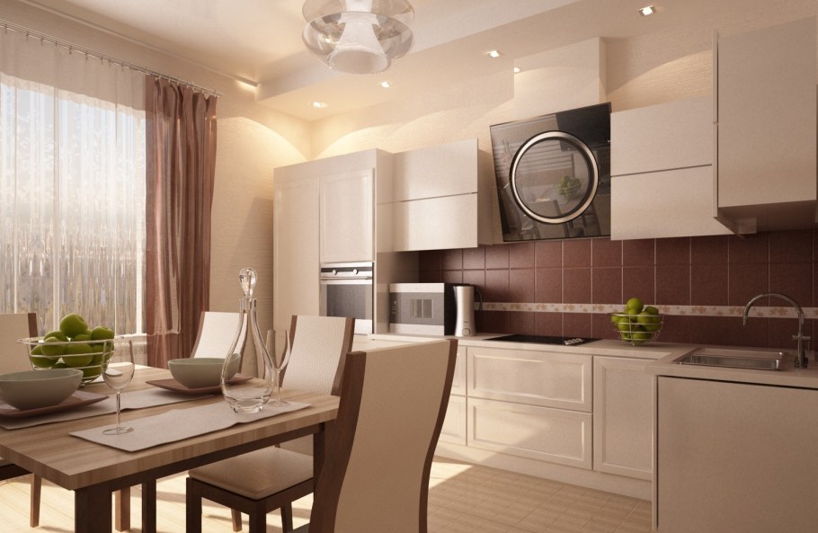 Бежевые кухни