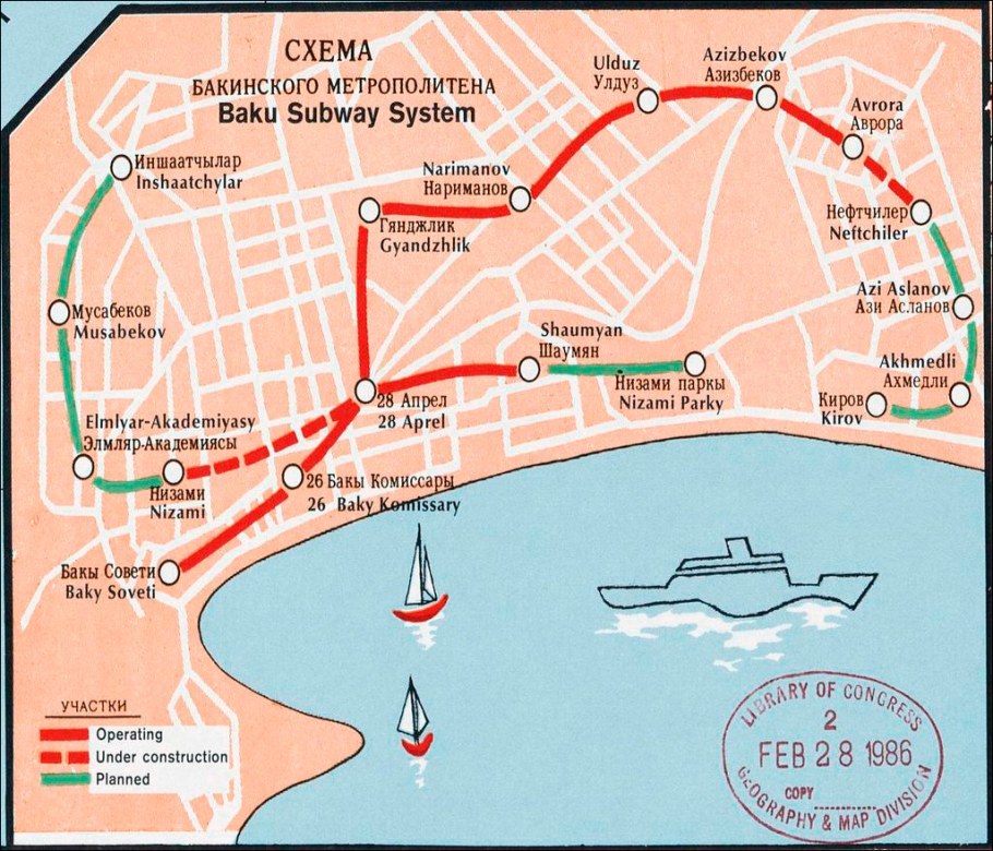 Метро Баку схема 2022