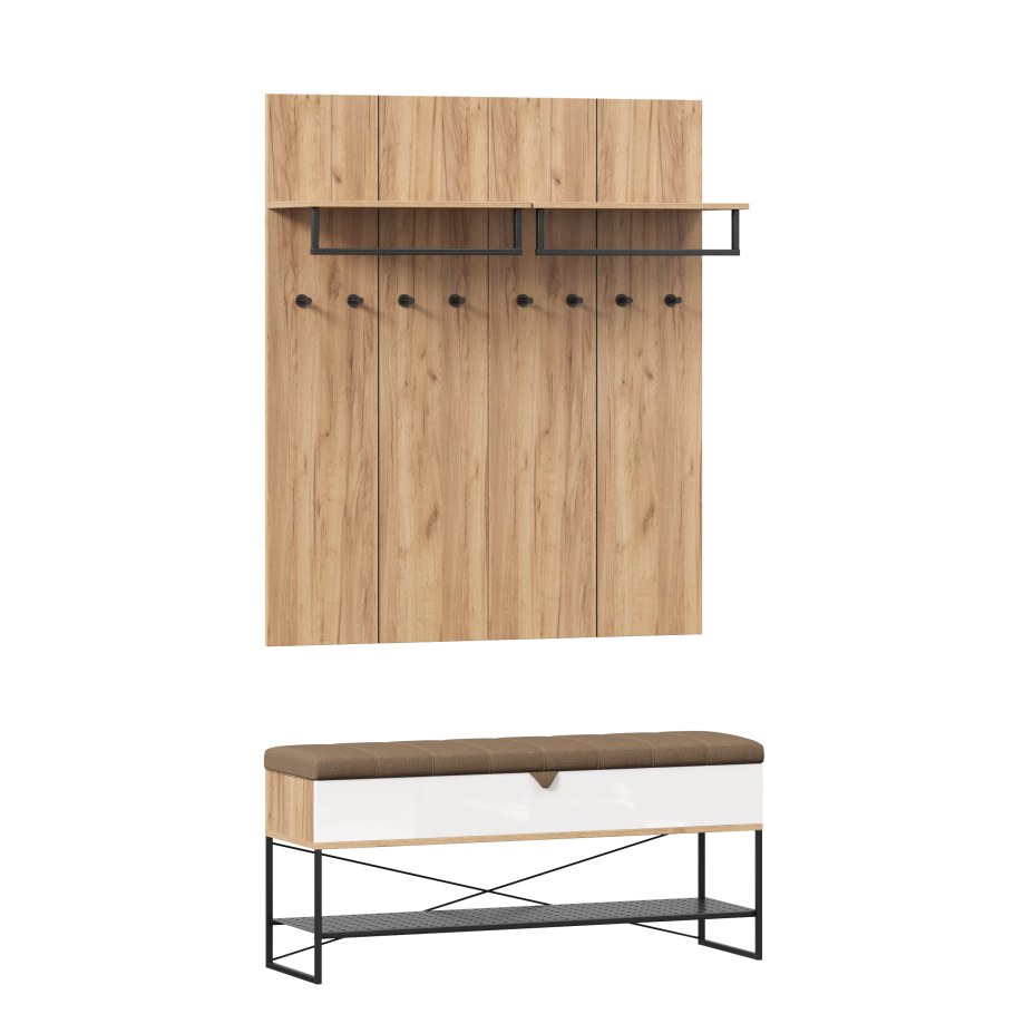 Скамья Фиджи дуб золотой/белый