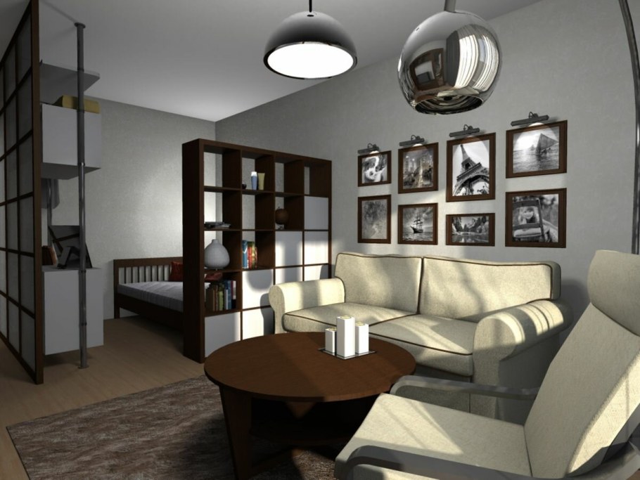 Гостиная и спальня в одной комнате